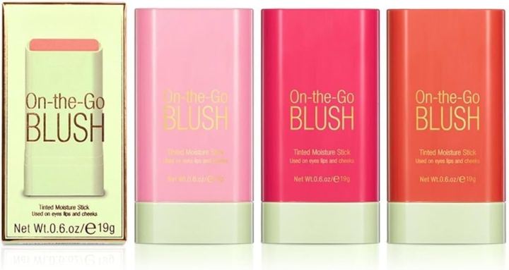 On-the-Glow Makeup Blush Stick Tinted Moisture Stick, Shadow Lips Cheek Blusher Creamy Makeup Long Lasting Natural Nude Makeup for All Skin