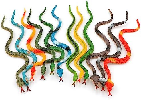 6 Different Colour Assorted Rubber Toy Snake  Soft Flexible Realistic Floating Plastic Snakes  Colorful Set for Reptile School Collection, Birthday Party