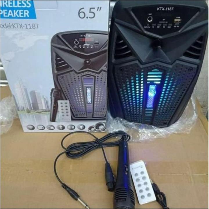 KTX 1187 Bluetooth Portable Speaker With Microphone and Remote For House Party Or Gathering USB Support‚ Memory card support.