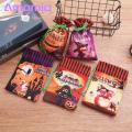 Halloween Trick or Treat Bag 1 Pc Halloween Candy Bag Drawstring Portable Reusable Pumpkin Witch Ghost Black Cat Kids Chocolate Biscuit Treat Snack Goodies Gift Flannel Party Supplies. 