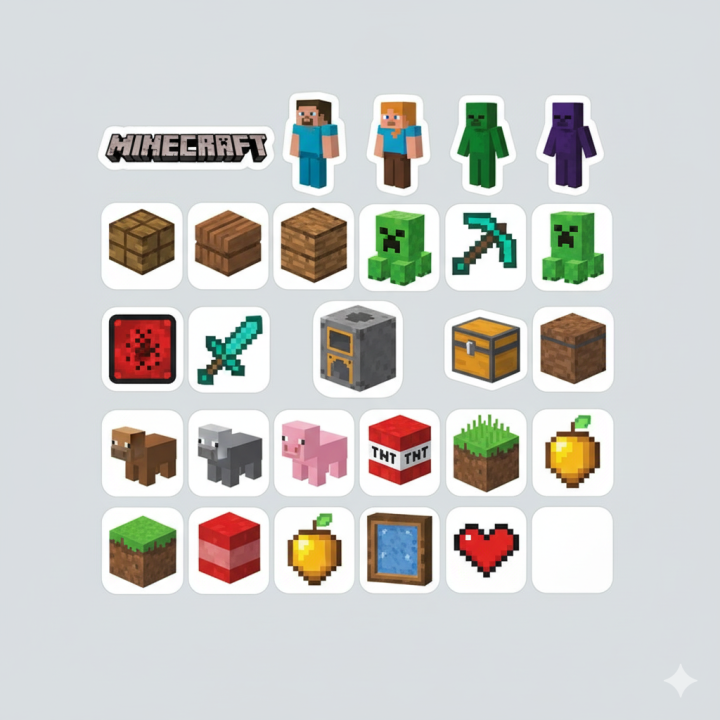 Minecraft Sticker Page Minecraft Gaming Stickers Pixel Art Minecraft Characters Minecraft ...