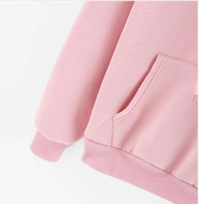 Casual%20Pink%20Sweatshirt%20Kangaroo%20Pocket%20Drawstring%20Hoodie%20Pullovers%20Fall%20Women%20Clothing%20Long%20Sleeve%20-%20Image%204
