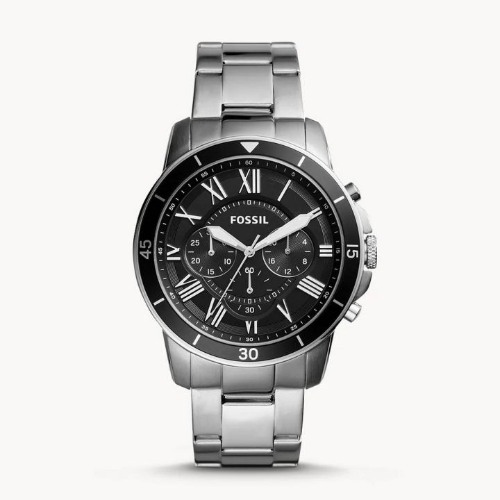 Fossil Men’s Chronograph Quartz Stainless Steel Black Dial 44mm Watch FS5236 Stainless Steel Wrist Watch For Men