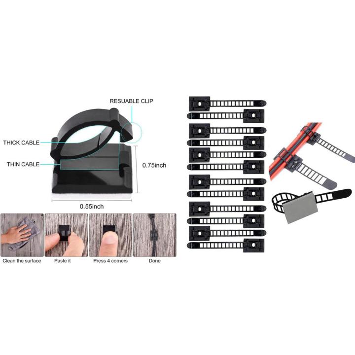Wire finishing clip-70 x self-adhesive cable clamp-Black