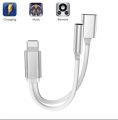 Lightning to 3.5mm 2 in 1 Earphone Audio Adapter without bluetooth compatible For iPhone Charger Cable Mobile Phone Aux Dual Jack Splitter Headphone & Fast Charging Connector Converter for pubg and gaming. 