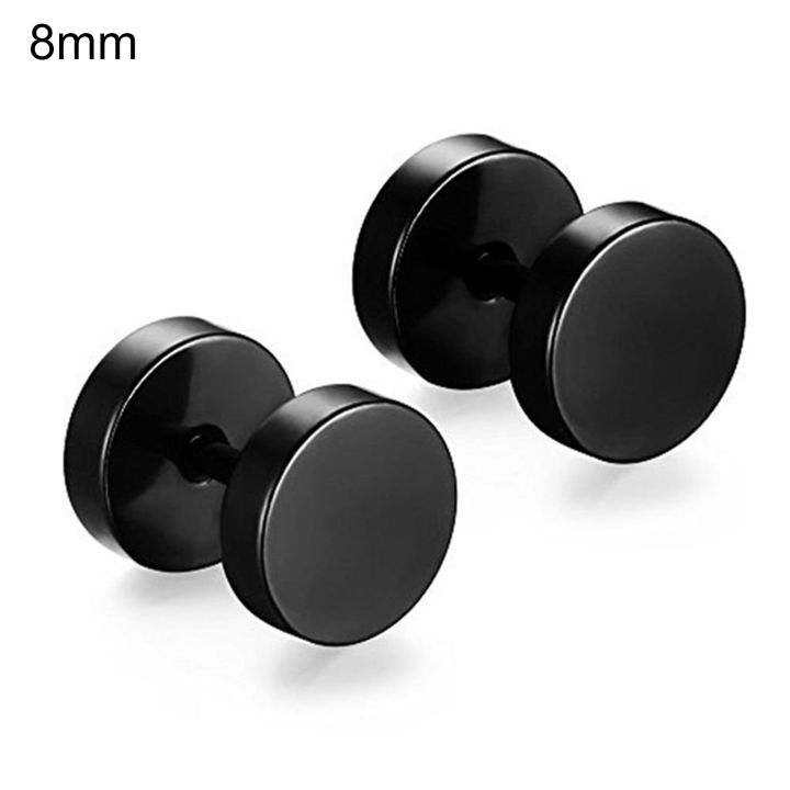 【Happy LifeStore
】Pair Dumbbell Shape Piercing Earrings Electroplating Punk Ear Studs Stylish Jewelry