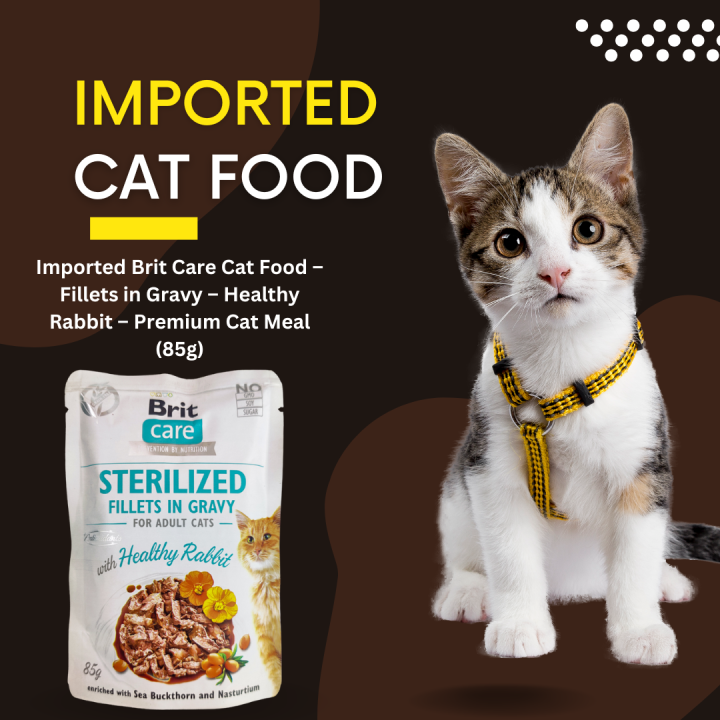 Imported Brit Care Cat Food – Fillets in Gravy – Healthy Rabbit – Premium Cat Meal (85g)