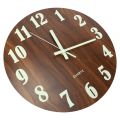 12 Inch Night Light Function Wooden Wall Clock Vintage Rustic Country Tuscan Style For Kitchen Office Home Silent & Non-Ticking Large Number Operated Indoor Clocks. 