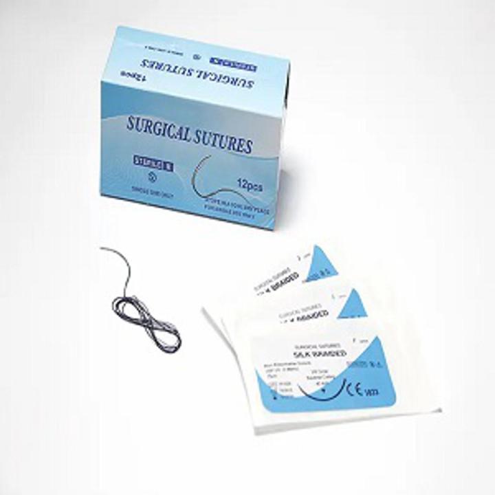 Premium Silk Sutures Thread 3 Pieces Silk Braided Sutures Natural Non Absorbable Needle Silk Suture Non-Injured Suture Medical Thread Suture First Aid Field Emergency Practice and Training Medical Instruments