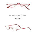 Vintage Reading Glasses Portable High-definition Metal Spring Hinges Half Moon Semi Rimless Readers Optical Spectacle Eyeglass. 