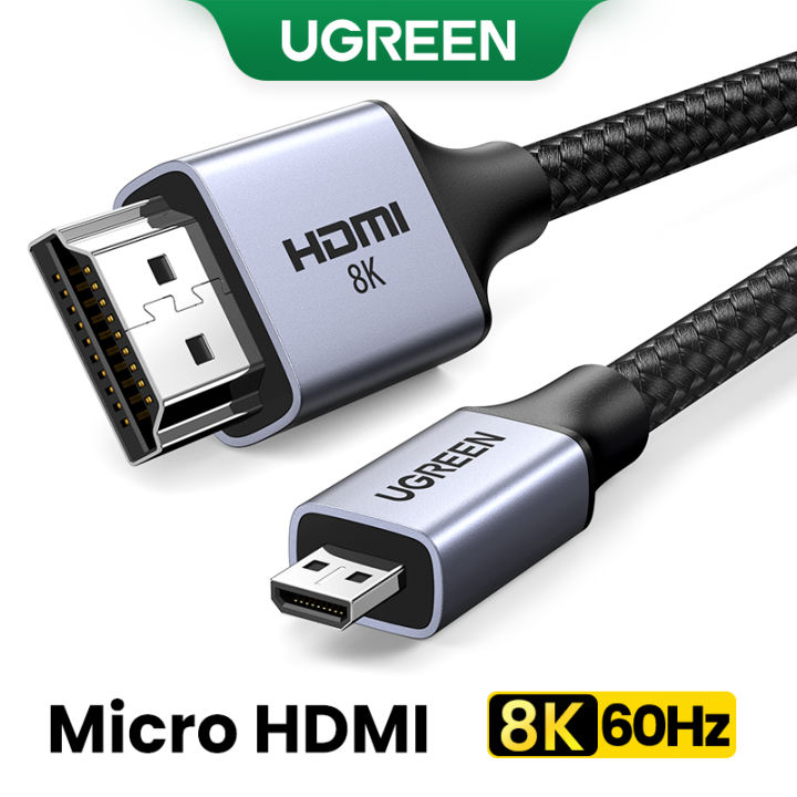 UGREEN 8K Micro HDMI to HDMI Cable Mini HDMI to HDMI Cable, Braided 48Gbps Ultra High Speed 8K@60hz, Support HDR eARC Dolby for GoPro Raspberry Pi 4 Sony
