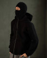 Ninja Zip-Up Hoodie with Built-In Face Cover – Helmet Compatible Riding Hoodie for Men | Winter Streetwear & Bike Protection | Black Grey Navy | S-XXL. 