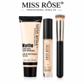 MISS ROSE Professional Makeup Set - Full Coverage Liquid Concealer & Matte Foundation, Oil-Free, Waterproof, Natural Finish - 3 Pcs. 