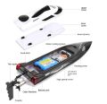 HJ806B Electric RC Boat 35KM/H 200m High Speed 2.4GHz Remote Control Large Speedboat Remote Controlled Toy Big Size Water Cooled Rechargeable Battery - Black Version. 