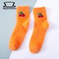 Skymountain Winter Socks Candy Color Fashion Avocado Cherry Eggplant Pattern Floor Sleeping Socks. 