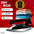 Iron - Istri - Dry Iron - 1000 Watts | 220V - 240V | 50/60Hz - Lightweight Iron - Electric Iron  - Portable Iron - Traveling Iron - Deluxe Metal Cover - Big Thermostatic Pilot Lamp - 2 Years Warranty - Premium Quality.. 