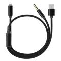 Aux Cable for iPhoneto Car, 2-in-1 Charging Audio Cable for iPad, 3.5mm AUX Cable Adapter Black. 