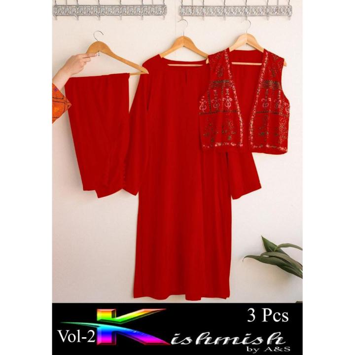 EID SPECIAL SALE ON KISHMISH LULUSAR KOTI STYLE 3 PIECE SUIT WITH 6 NEW COLORS