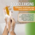 Turmeric Whitening Soap Bar 2x65g Brighten Deep Cleaning For Dark Spots Fades Scars Even Skin Tone Hand Make Smooth Skin. 