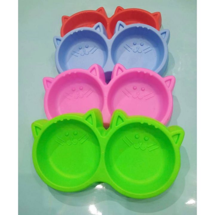 Double Cat Face Plastic Bowl