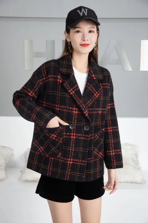 Yfashion%20Women%20Short%20Pea%20Coat%20Retro%20Trendy%20Plaid%20Suit%20Collar%20Coat%20Elegant%20%20Fit%20Single-breasted%20Warm%20Jacket%20color%20-%20Image%204