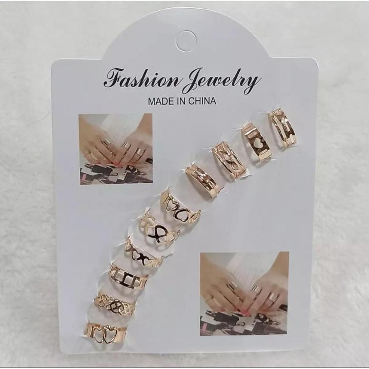 10 Pcs/set Bohemian Moon Star Gold Rings Set For Woman Finger Statement Fashion Jewelry