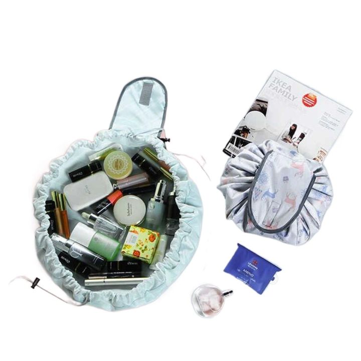 Fashion lazy person cosmetic bag printed drawstring makeup bag Portable Quick Pack Waterproof Travel Bag