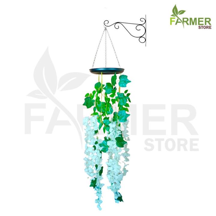 Farmer Store Wisteria Vine Hang Garland Silk Flowers String with Hanging Bracket Home Party Wedding Decor Extra Long and Thick - Complete Set