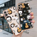 Jizetin (Free Lanyard) for OPPO A73 2020 / OPPO F17  Back Cover Cute Lion Luxury 6D Plating Case Side Pattern Soft Silicone Square Mobile Phone Cases. 