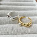 [ New ] Saina Real Shot Korean Silver Loe Open Ring IN Niche Design Pearl Personality Ring. 