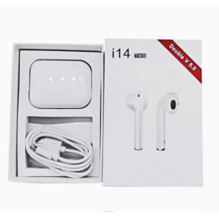 High Quality i14 TWS earphones ,earbuds and earpods with universal mini wireless Bluetooth and a charging dock base for Android
