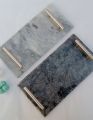Marble Serving Tray Handmade Marble Tray for Perfume Jewelry Decorative Tray for Serving Fruits and Salads Multipurpose Tray with Handles Cosmetic Trinket Tray. 