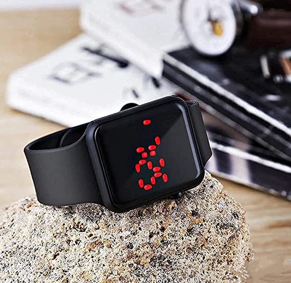 Black Red Led Smart Watch for Boy Men Smart Watch for girls Smart Watch for Kids Latest LED Watch for boys girls Led Round Digital Watches for Kid Girl boys