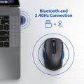 Bluetooth Wireless Optical Mouse Portable Silent Multi Device Ergonomic Mice BT1 BT2 2.4G for Windows Mac Laptop Computer Black. 