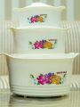 Peacock White Gold Hot Pot 3 Pieces Set Insulated Food Warmer or Cooler White Hot Pot Set. 