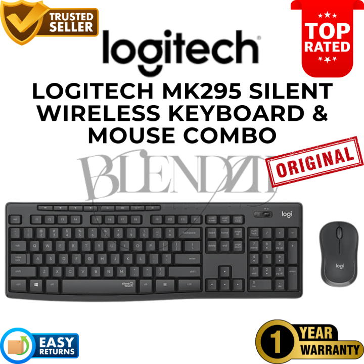 Logitech MK295 Silent Wireless Keyboard & Mouse Combo - 1-Year Battery Life, Quiet Typing, Plug-and-Play for PC/Laptop, Spill-Resistant Design, Compact Ergonomic (Black)