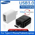 Original Samsung AC Type USB OTG Connector Usb-A Data Transfer Adapter For Galaxy S20 FE / S21 5G / S20 Ultra 5G / S20 + 5G / S20 /  S10e / S9 / Note20 5G / Note20 / Note10 5G / Note10 / A71 5G / A51 5G / A21 / A31 /A41 Converter Adapter. 