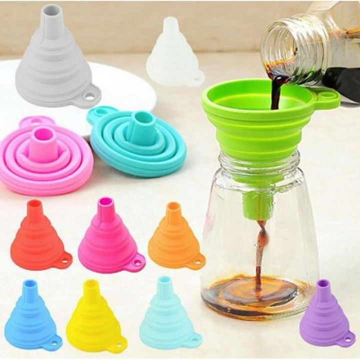 Kitchen Silicone Collapsible Funnel Set of 1,2,5,10 Large,Flexible-Foldable-Cooking-Food-Grade Funnels for Filling Small or Mini Bottles,Perfume,Filling Capsules,Fry Oil Filter,Essential Oil,Spice