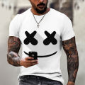 Chic Smiley Face Men's T-Shirt Simple Oversized Clothing O-Neck Top Harajuku Breathable Daily Fashion Casual Summer New. 