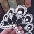 Handmade Bridal Pearl Crystal Tiara Large Hair Crown Pageant Party Headband. 