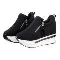 Girls High Heel Wedges Shoes, 4-Inch Canvas with Zipper Lock, Height-Increasing for Women. 