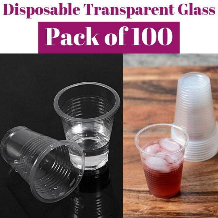 Disposable Drinking Glasses Cups Transparent Plastic - Pack of 100