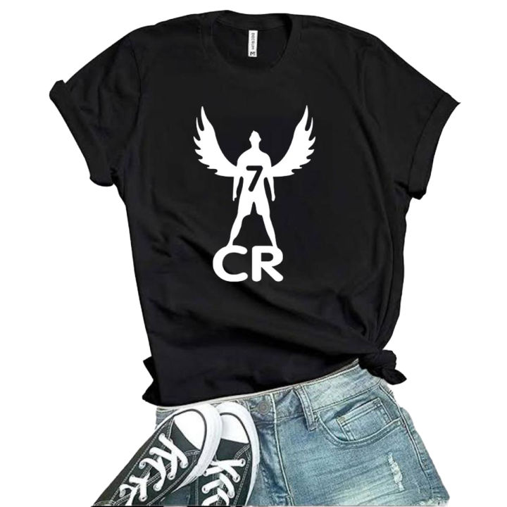 New T Shirt Design Trendy CR7 Wings Printed O Neck Half Sleeves T Shirt