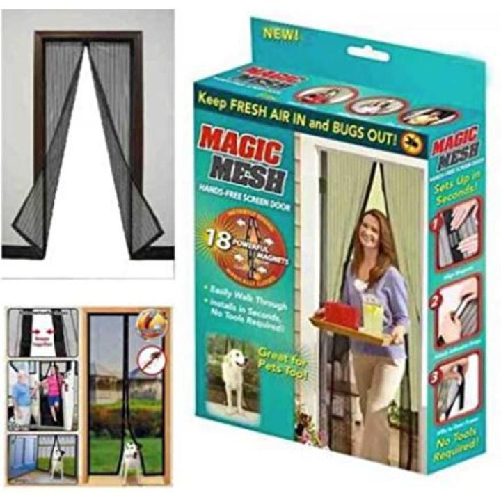 Magic Mesh Deluxe- Hands Free Magnetic Screen Door, Mesh Curtain Keeps Bugs Out, Pet & Kid Friendly- Fits Doors up to 39 x 83 Inches