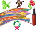 (Pack of 1) Long Balloons with 1 Free Small Balloon Air Pump (Mixed Colours). 