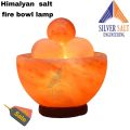 Himalayan Salt Fire Bowl Lamp With Massage Balls With Wire And Bulb. 