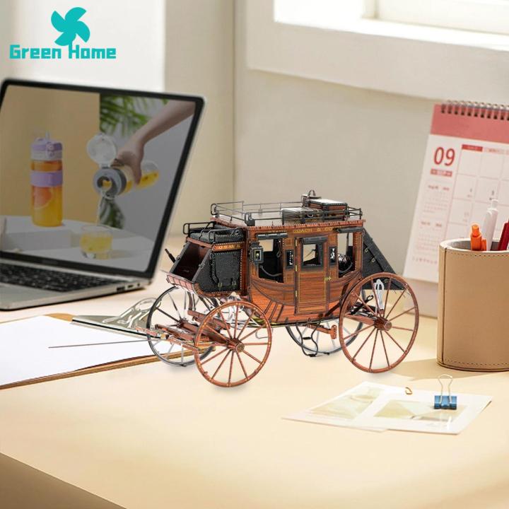 Simulated Carriage Shape Wild West Cowboy Carriage Diy Assembly Model Educational Toy Collectible Gift Diy Carriage Model