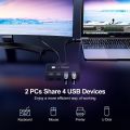Rybozen USB 3.0 Switch Selector,KVM Switch Adapter 2 Computer Sharing 4 USB Devices, Peripheral Hub Box for Mouse Keyboard Scanner Printer PC, with One Button Swapping and 2 Pack USB 3.0 Cable ORIGINAL UK ZONE. 