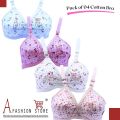 Pack of 4 Bra For Girls Multi Colour Cotton Printed Ladies Under garments- Cotton Brazzer for Girls. 