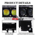 1Pc Universal 3-Lens Fog Light Ultra Bright 12-80V, Dual Color Yellow/White, Flash Mode, With Aluminum Body, Universal Light for Bike, Car, Truck - Super Bright and Durable Design.. 